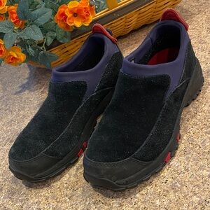 L.L. Bean Suede Slip On Thinsulate Insulated Shoes 7.5 Medium Black Purple USED